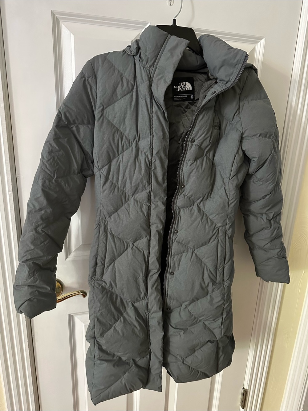 The North Face Women's Long Puffer Coat in Gray